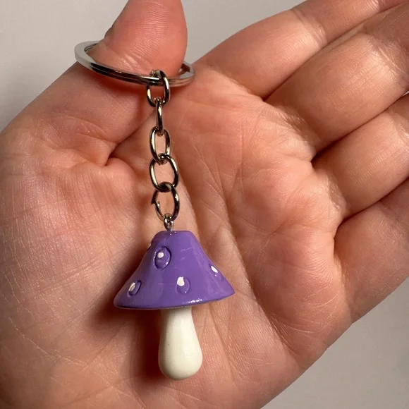 Mushroom Resin Bag Charm (Comes in Multiple Colors) Boho Fairy Garden Keychain - Picture 2 of 6